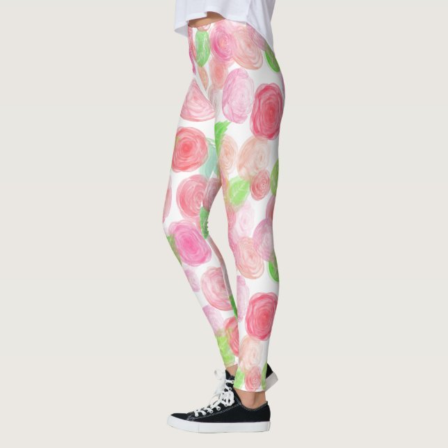 Leggings Roses Rose Et Rouge