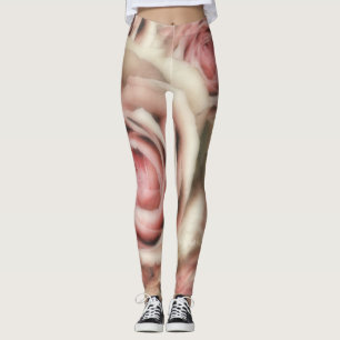 Leggings Roses Rose Pâle Douce Élégance Unique