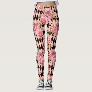 Leggings Roses roses et arlequin