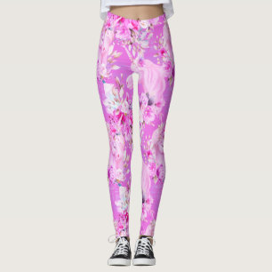 Leggings Roses roses et licornes roses