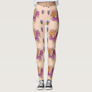 Leggings Roses roses et violets roses Légendes d'aquarelle