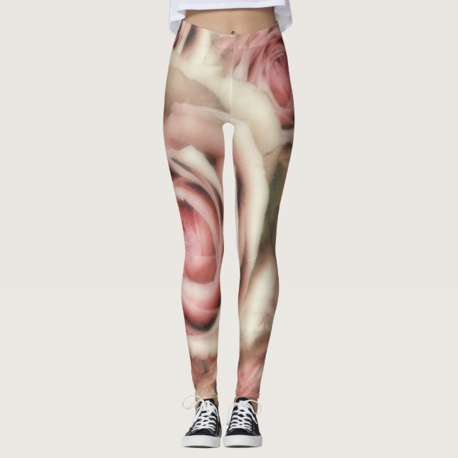 Leggings Roses Roses Tendres Et Douces Uniques (Devant)