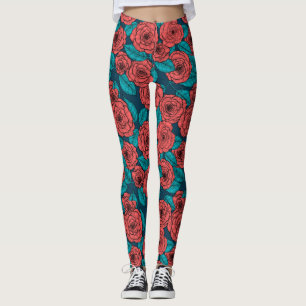 Leggings Roses rouges
