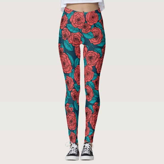 Leggings Roses rouges (Devant)