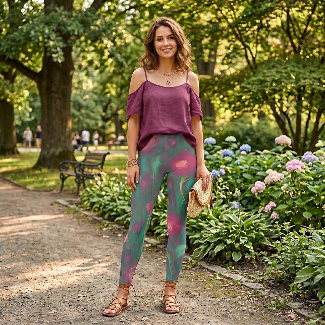 Leggings Roses rouges abstraites atténuées  (Créateur téléchargé)