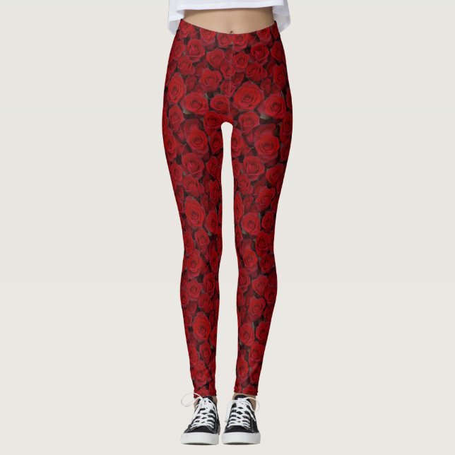 Leggings Roses rouges brillantes (Devant)
