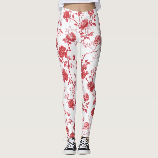 Leggings Roses rouges floraux  (Devant)