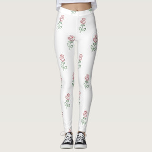 Leggings Roses Rouges, Motif De Roses, Fleurs