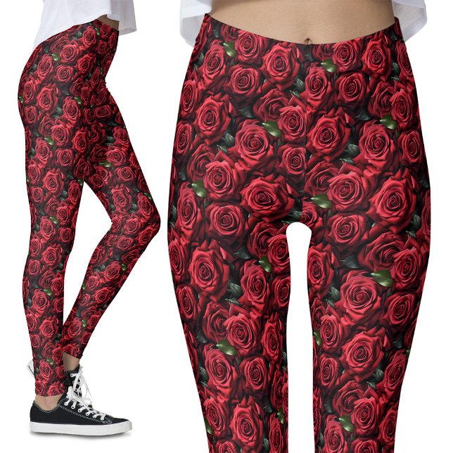 Leggings Roses Rouges Romantiques Gothique Alternative Flor (Créateur téléchargé)