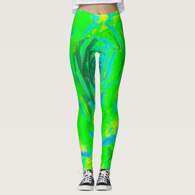 Leggings Rosette de Sedum Succulent Chartreuse Vert Citron (Devant)