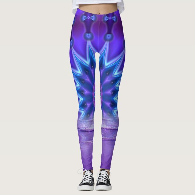 Leggings Roue de la vie - violet + votre message (Devant)