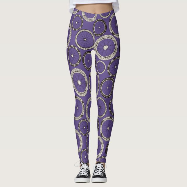 Leggings roues à vélo violet (Devant)