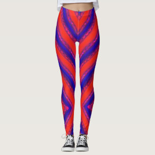 Leggings Rouge à bleu royal large bande de croix dans le st