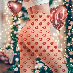 Leggings Rouge à Lèvres Empreinte de Baiser Pêche