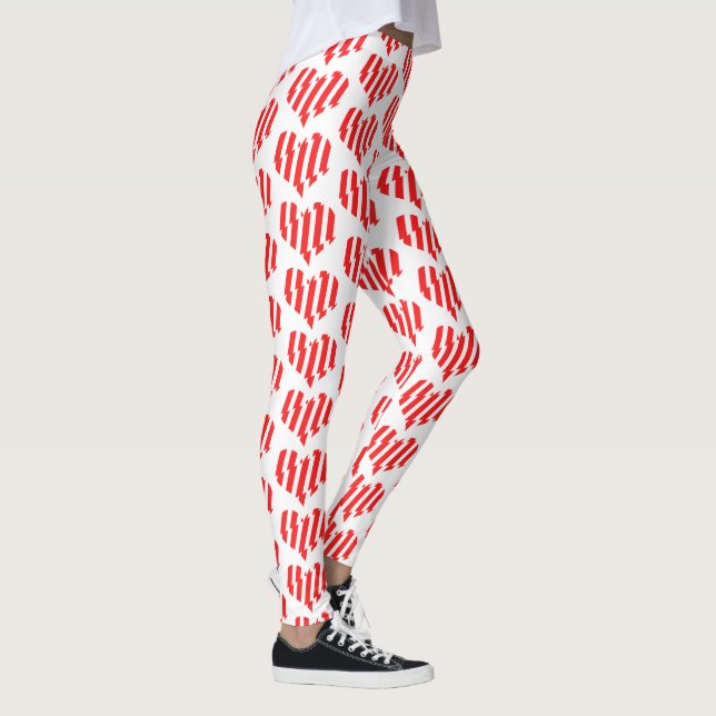 Leggings Rouge Abstrait n Blancs Valentine Coeur (Droite)