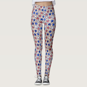 Leggings Rouge Blanc Bleu Étoiles tendance Yoga Pant