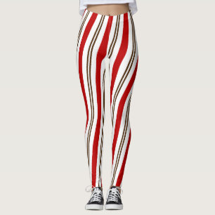 Leggings Rouge Blanc & Chocolat Sucre de canne rayures Noël