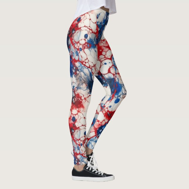 Leggings Rouge blanc et bleu encre d'alcool États-Unis Drap (Droite)
