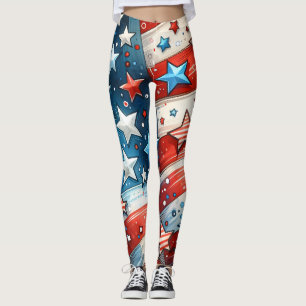 Leggings Rouge, blanc et bleu   Patriotic Quart Juillet