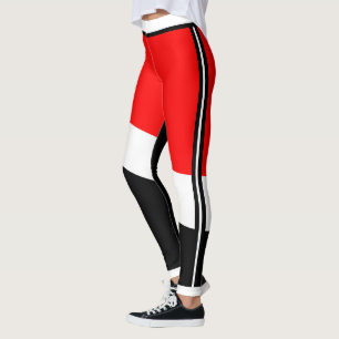 Leggings Rouge blanc et noir avec bande latérale