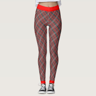 Leggings Rouge blanc et noir non conventionnel PLAID