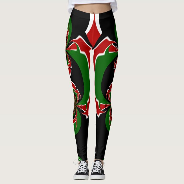 Leggings Rouge Blanc Et Vert (Devant)