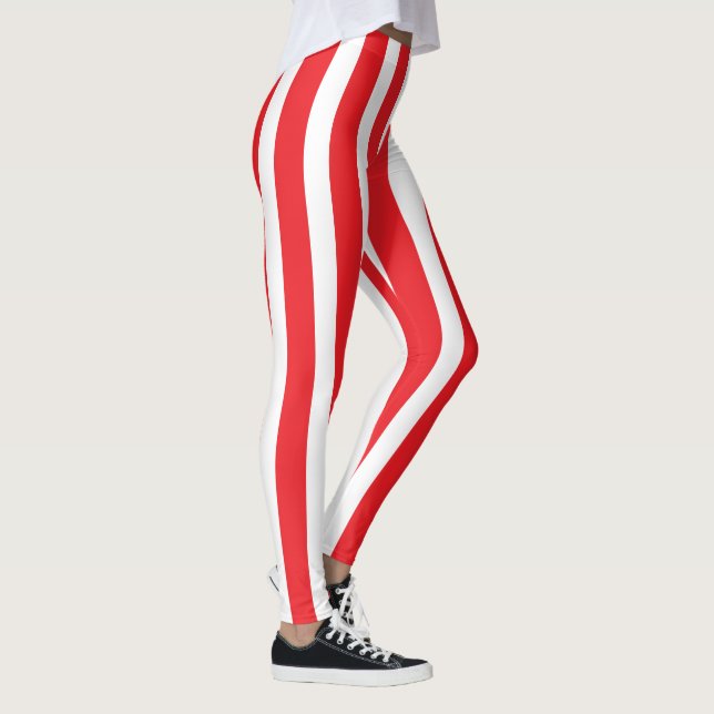 Leggings Rouge Blanc Rayé Classique et Élégant (Droite)