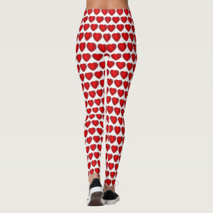 Leggings Rouge Blanc Saint Valentin Candy Heart Love Motif