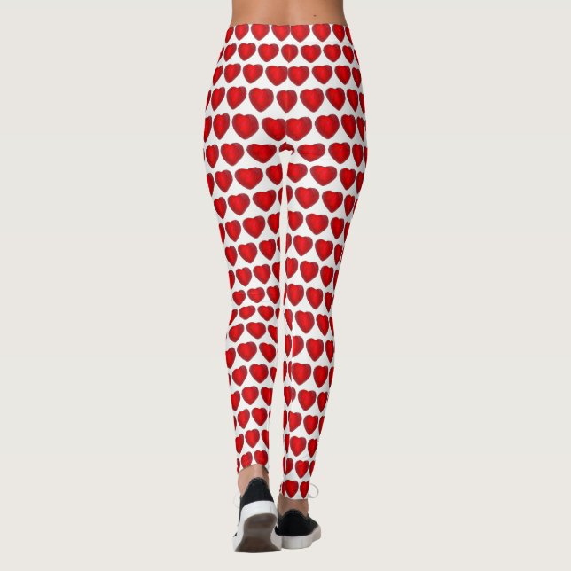 Leggings Rouge Blanc Saint Valentin Candy Heart Love Motif (Dos)