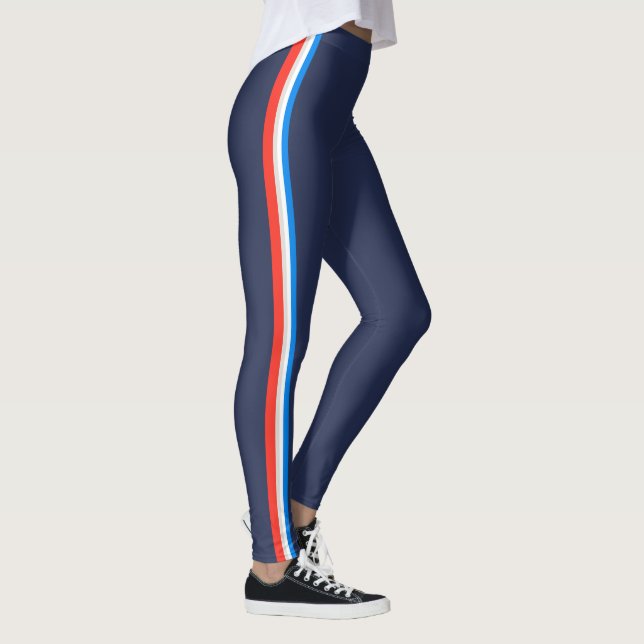 Leggings Rouge Bleu Grandes Bleues Simple Style Marine Bleu (Droite)