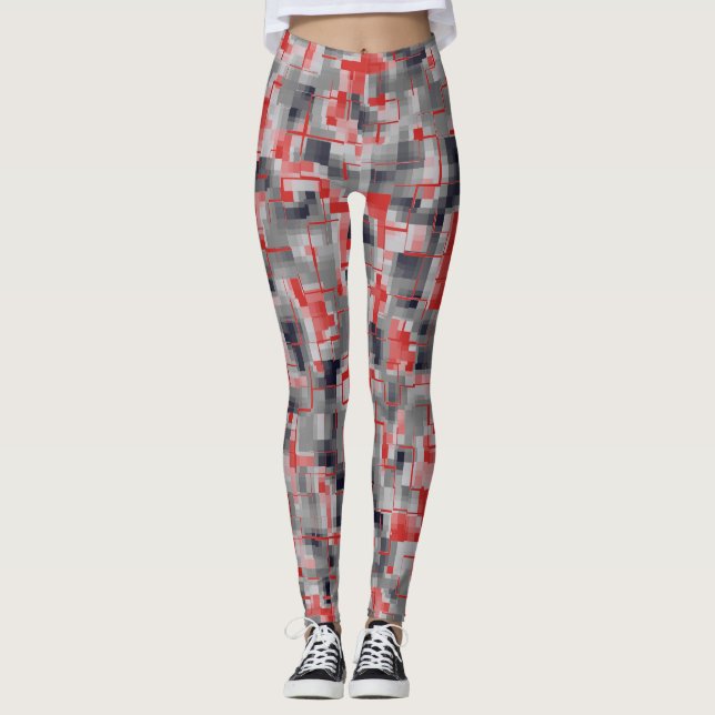 Leggings Rouge bleu gris blanc (Devant)