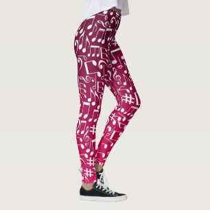 Leggings Rouge Bourgogne riche Violet avec des notes de mus