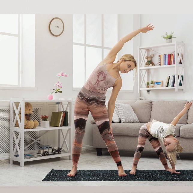 Leggings Rouge cerise, marbre rose (Créateur téléchargé)