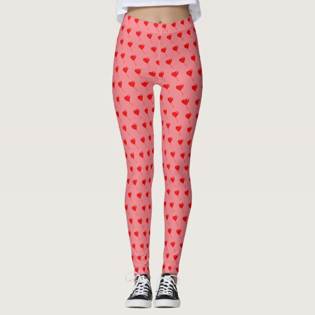 Leggings Rouge Coeur Fun Balloon Motif rose chic (Devant)