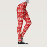 Leggings Rouge de motif de Noël de bergers d'Australien<br><div class="desc">Motif mignon de chandail de Noël rouge et blanc avec les silhouettes australiennes de berger</div>
