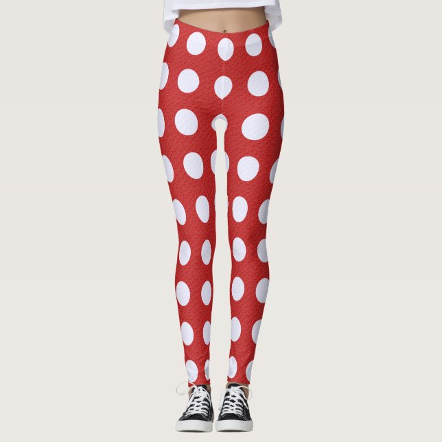Leggings Rouge de style fractal - Points de polka de style  (Devant)