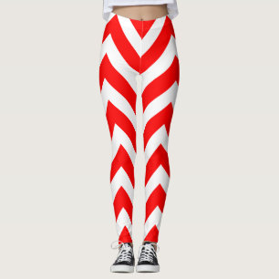 Leggings Rouge et blanc Grand format Chevron