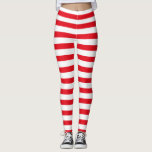 Leggings Rouge et blanc rayures Noël Halloween<br><div class="desc">Amusez-vous tous les jours,  faites de l'exercice,  de Noël ou d'Halloween avec ces leggings horizontaux chic rouge et blanc (à travers) dépouillés. Au lieu de porter des bas pour Halloween,  porter des leggings.</div>