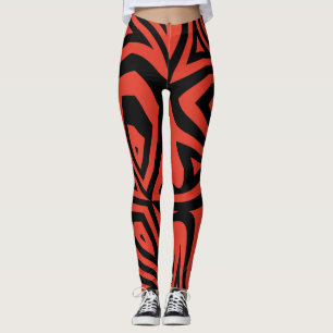 Leggings Rouge et noir Abstrait Zèbre Imprimer Légendes fem