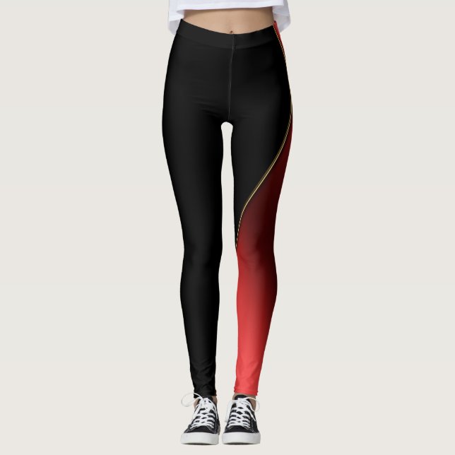 Leggings Rouge et noir amincissant (Devant)