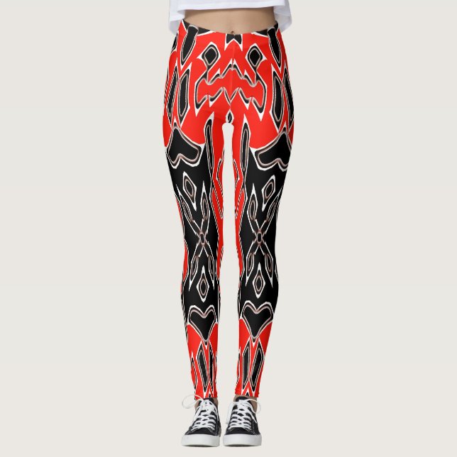 Leggings Rouge et noir transparent "Ratti_Creative_Arts" (Devant)
