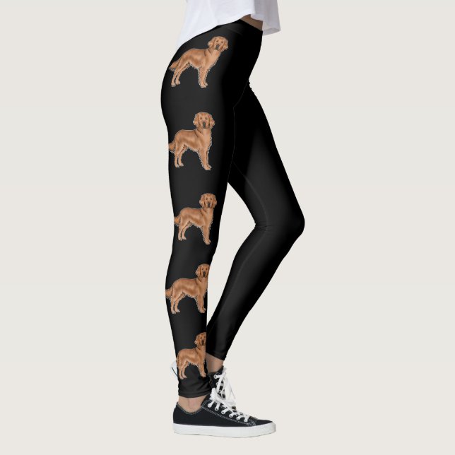 Leggings Rouge Golden Retriever mignon Dogs de dessin noir (Droite)