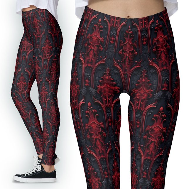Leggings Rouge gothique et noir 3D effet mode foncé (Créateur téléchargé)