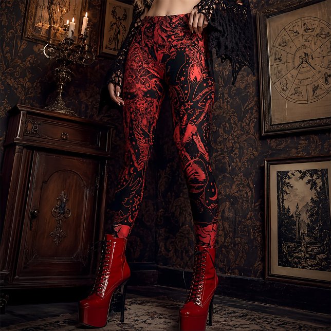 Leggings Rouge gothique victorien Baphomet mystique (Créateur téléchargé)