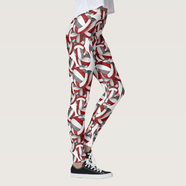 Leggings rouge gris équipe couleurs esprit volleyballs moti (Droite)