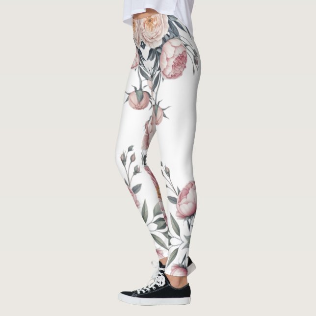 Leggings Rouge Navy Bleu Rose Pâle Floral Pastel (Gauche)