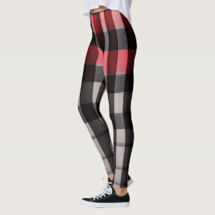 Leggings Rouge Noir Abstrait Plaid Collection moderne
