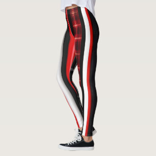 Leggings Rouge Noir Abstrait Plaid Collection tendance