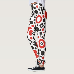 Leggings Rouge & Noir Art Déco Design Yoga Pantalons Leggin