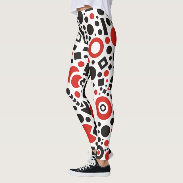 Leggings Rouge & Noir Art Déco Design Yoga Pantalons Leggin (Gauche)